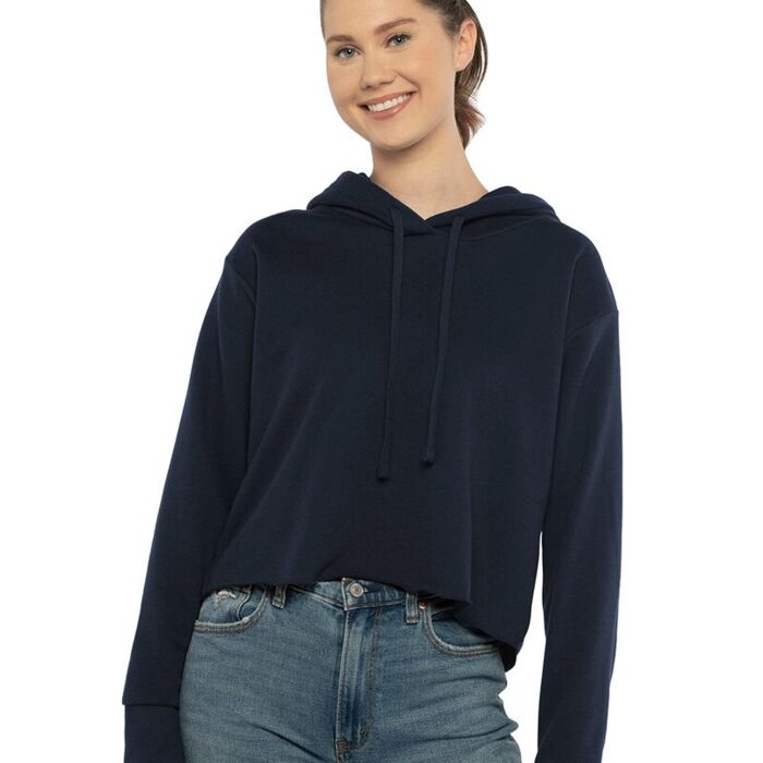 Women's Laguna Sueded Raw Edge Crop Hoodie Sweatshirt Thumbnail