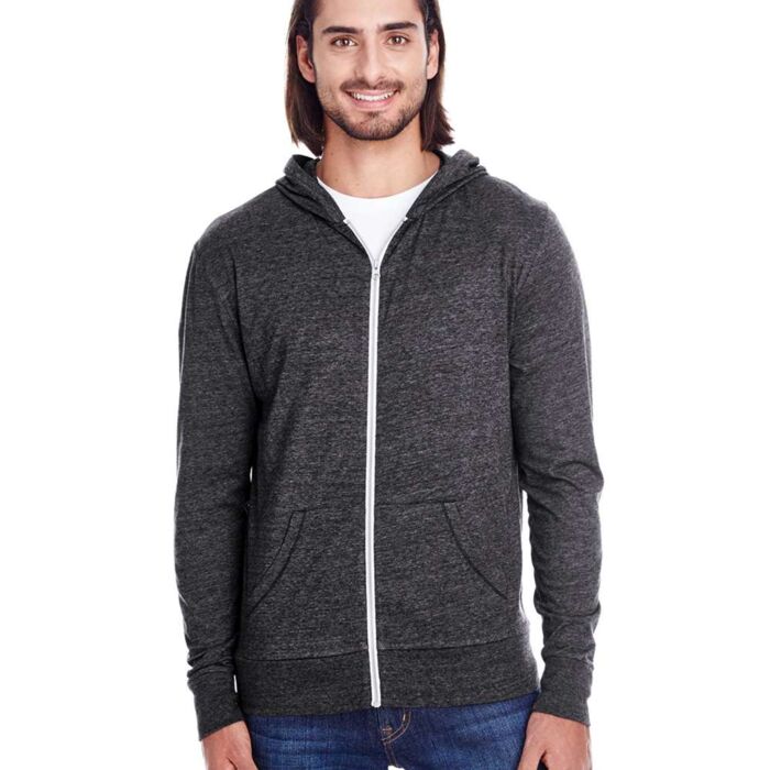 Unisex Triblend Full-Zip Lightweight Hooded Sweatshirt Thumbnail